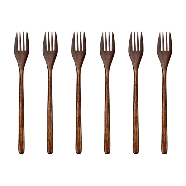 Forchette in legno, forchetta 6 pezzi legno giapponese ecologico insalata cena 4190