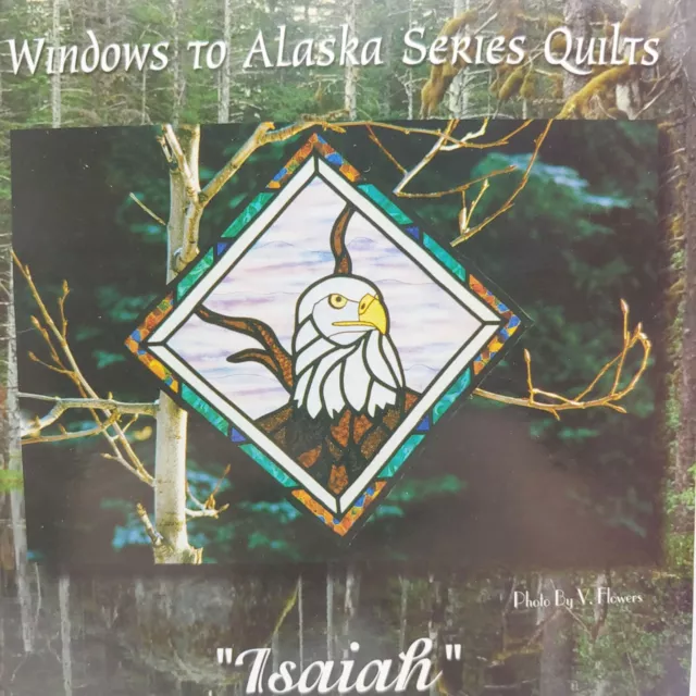 Aplique de edredón de águila calva para ventana de vidrieras patrón de 25" diamante, pájaro Alaska