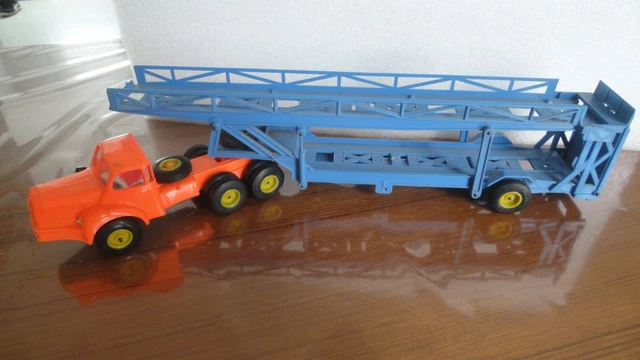 Berliet TBO 15 Tracteur Marron Et Remorque Porte-voiture Gris - Norev Miniature