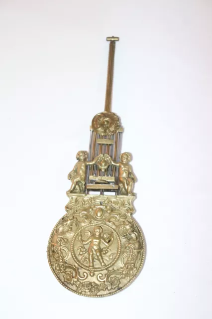 ancien balancier de pendule horloge décor d'anges