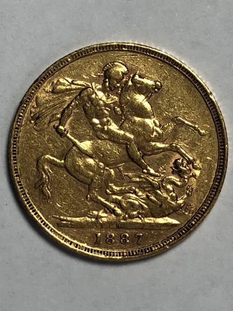 1887 Full Sovereign Melbourne Jubilee Head St. George