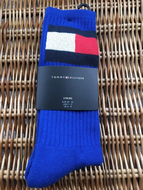 Chaussettes d'équipage drapeau bleu « icône » véritable Tommy Hilfiger - DEUX PAIRES - Taille UK 6-8 - neuves avec étiquettes 2