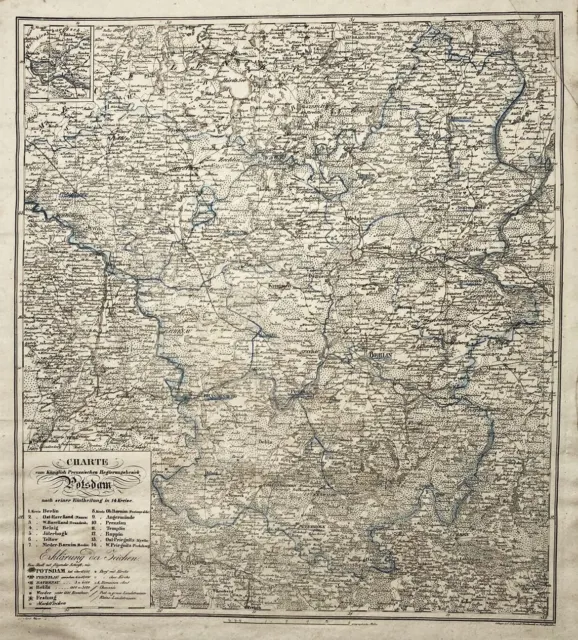 Potsdam Berlin Brandenburg Prenzlau Templin Karte map Litho Eyraud Müller 1831