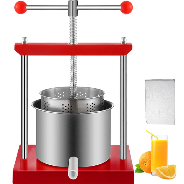 VEVOR Stainless Steel Wine Fruit Press Multi-Use Presser Grape Apple Tincture 2L