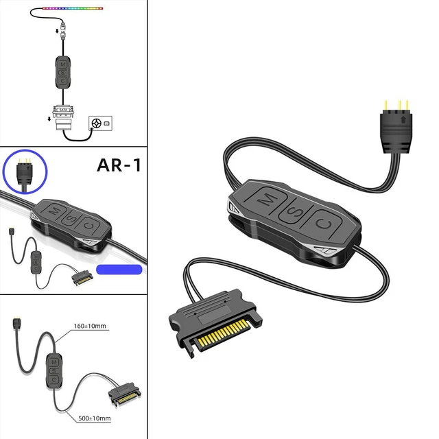 ARGB Contrôleur Bouton 5V Câble 5V 3 Aiguille pour Accessoires Ordinateur de