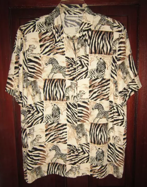 Alfred Dunner 12 Button Down Blouse Shirt Top Zebra Tiger Cheetah Print Safari