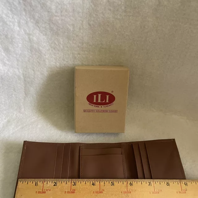 ILI NEW YORK Wallet Leather Brown Tri Fold 9 Card Slots $28.99 - PicClick
