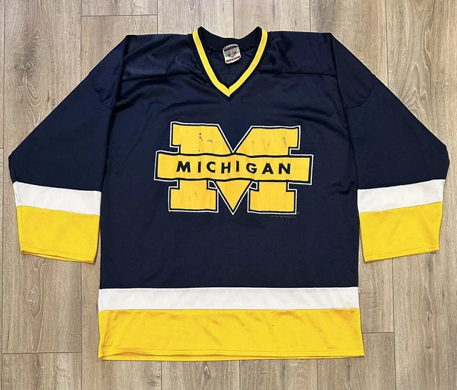 Vintage RED OAK Men’s Michigan Wolverines Hockey Jersey Large Made In USA