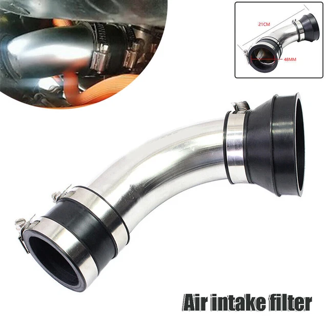 48MM Steel Motorcycle Air Intake Pipe Kit Air Pod Filter Curved Tube Cleaner Set