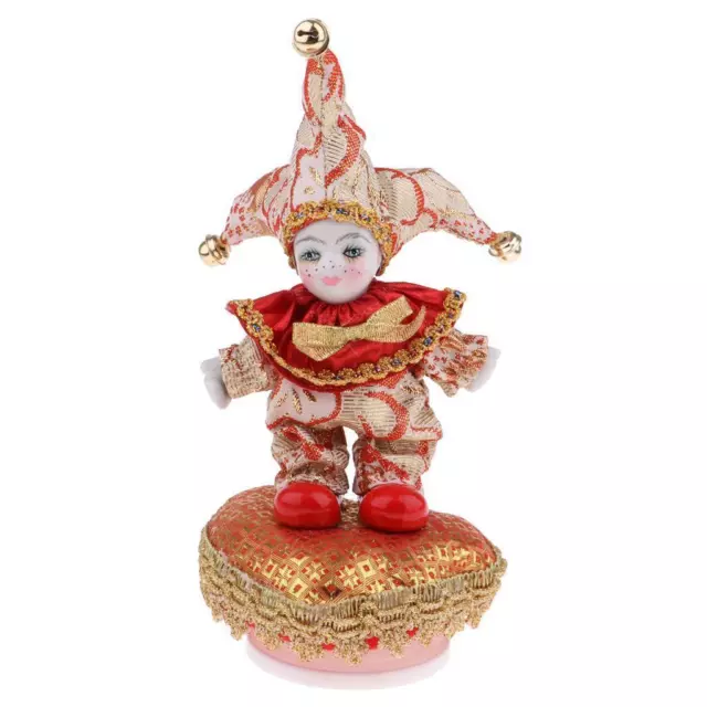 6inch Pocerlain Triangel Doll Clown Model Music Box Home Ornament