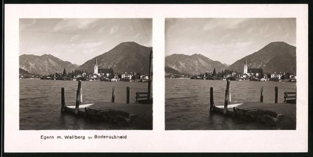 Stereo-Fotografie unbekannter Fotograf, Ansicht Egern / Tegernsee, Ortsansicht