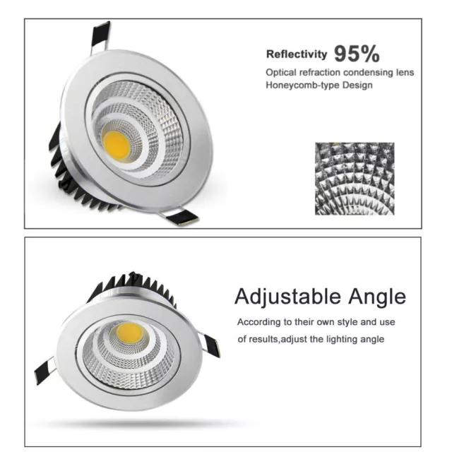 9/12/20W COB LED Downlight Dimmable Recessed Led Ceiling Lamp Spotlight 110-240V 2