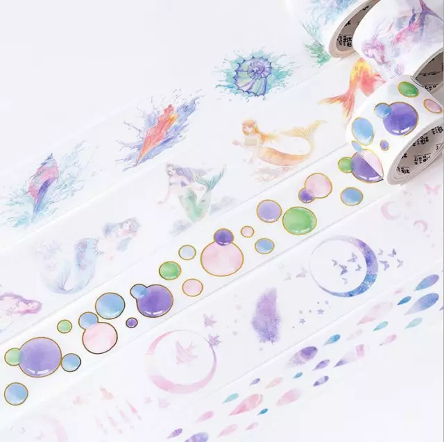 DIY Mermaid series Bronzing Washi Paper Tape Album scrapbooking Stickers 5M