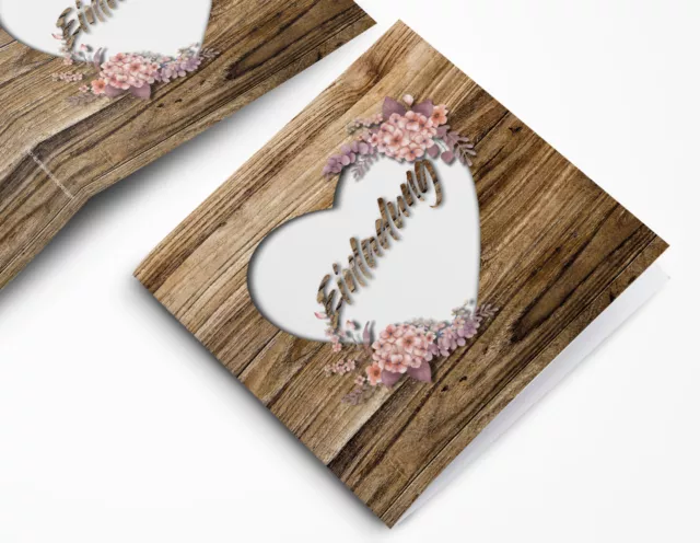 Rustikale Hochzeitskarte Einladung – Einladungskarte Hochzeit in Holz-Optik