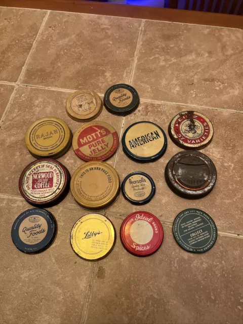 Vintage Metal Advertising Jar Lids - Lot Of 14