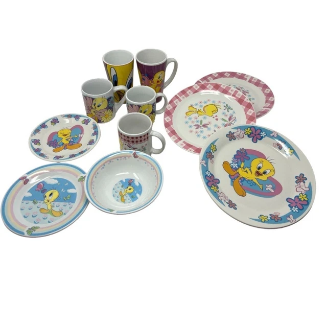 Ceramic Tweety Bird Lot of Mugs and Plates Gibson Warner Brothers