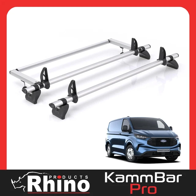 FORD TRANSIT CUSTOM Roof Rack for 2024+ H1 Roof 2x Bars Rhino Kamm Pro