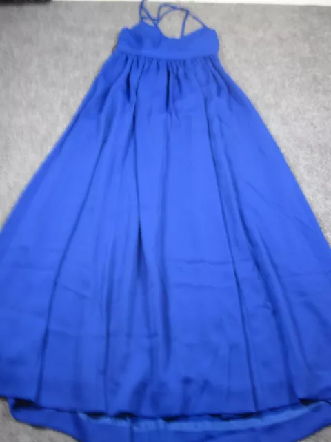 JCrew Womens Dress 00 Petite Blue Maxi Party Big Flowy Long Empire NWT