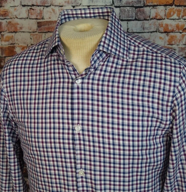 HUGO BOSS Sharp Fit Button Down Plaid Check Casual Dress Shirt Mens 15 32 33