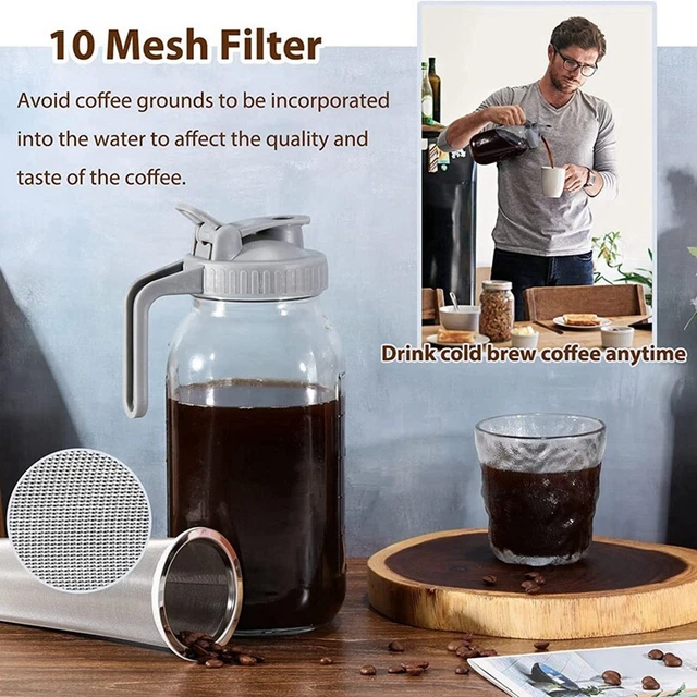 Caraffa Acqua Con Coperchio Caraffa In Vetro Borosilicato 1,5 Litri – Con Coperchio In Acciaio Inox, Resistente Al Calore, Per Bevande Calde/fredde Caraffa Per Succo