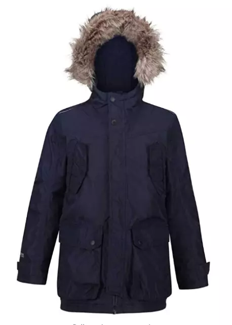 Regatta Bambini Unisex Pazel Impermeabile Foderato Cappuccio Parka Navy 5-6 Anni