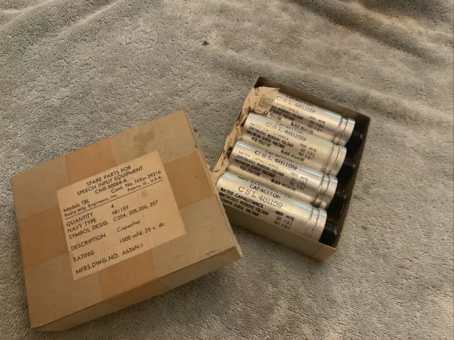 WW2 WWII Military Radio CME-50064-A Model TBL NOS 4 Electrolytic Capacitor Set