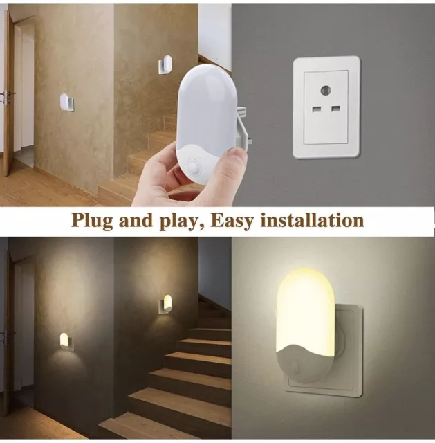 Automatic LED Night Light Plug in Energy Saving Dusk  Dawn Sensor Kids Light