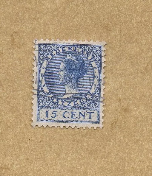 Briefmarke:Niederlande 1924/25, Königin Wilhelmine 15C.Mi.156,gest.Zust. s.Scan