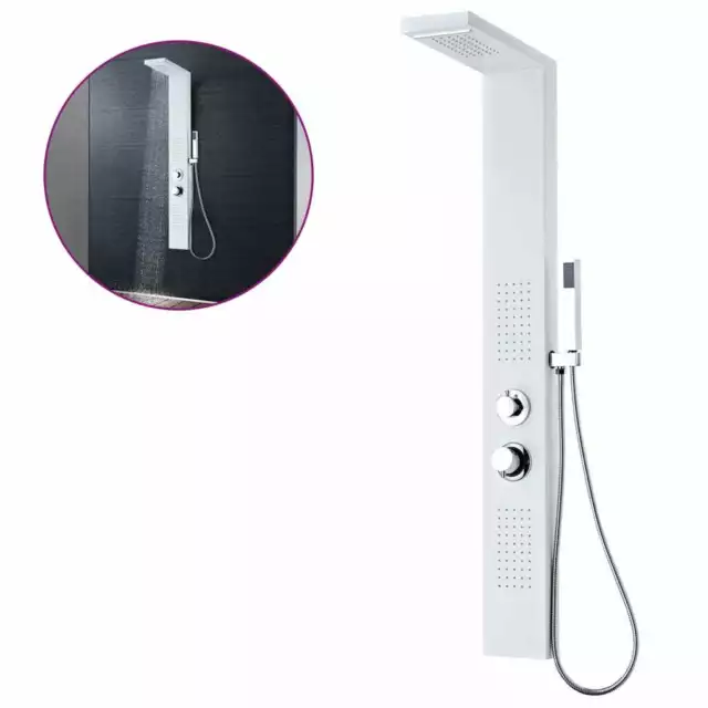 AX Bagno Pannello Doccia Telefono Pioggia Massaggio 4Funzioni Bianco New 142372