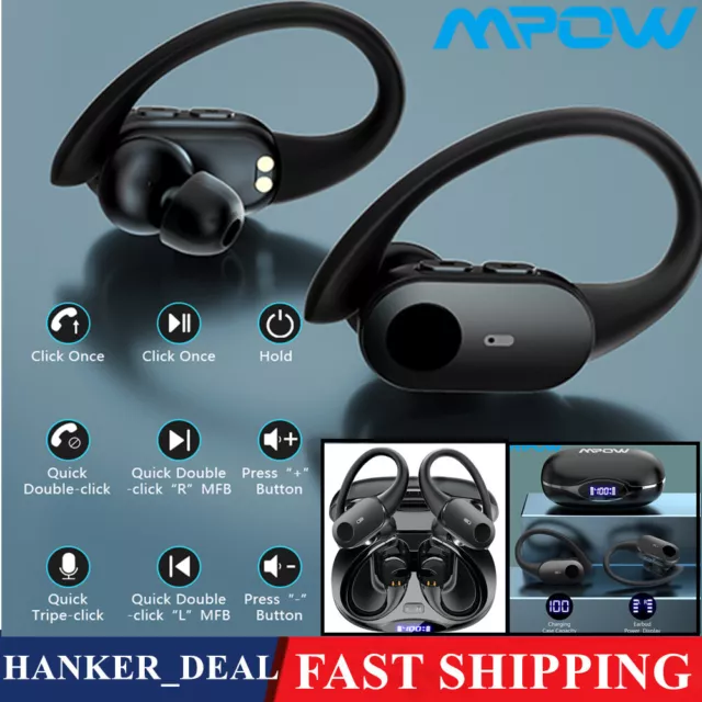 MPOW Headphones Bluetooth TWS Wireless In Ear Earbuds Earphones Sport Running