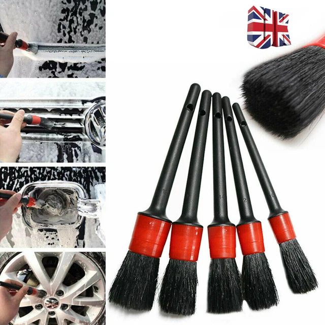 5Pcs Car Detailing Brush Detail For Cleaning Wheels Engine Emblems Air Vents Set