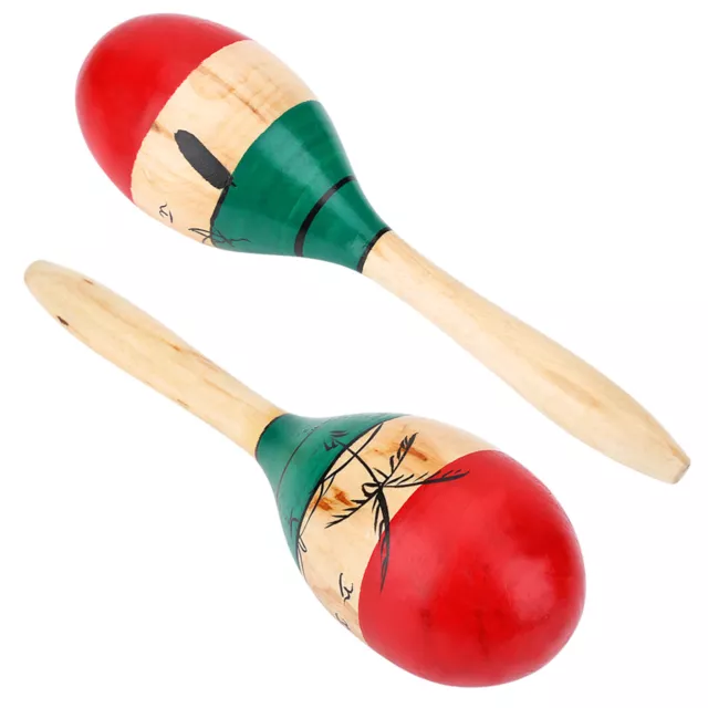 1 Pair Of Wooden Maracas Large 25cm Musical Educational Instrument Toy WAS