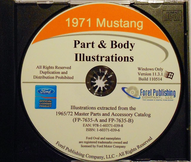 1971 FORD MUSTANG Illustrated Exploded View Parts And Illustrations