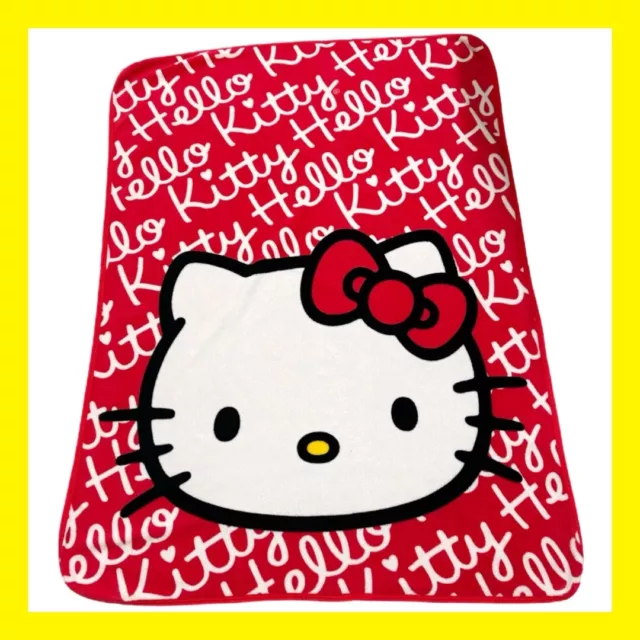 ❤️Sanrio Hello Kitty Red Throw Fleece Blanket 25"x40"❤️