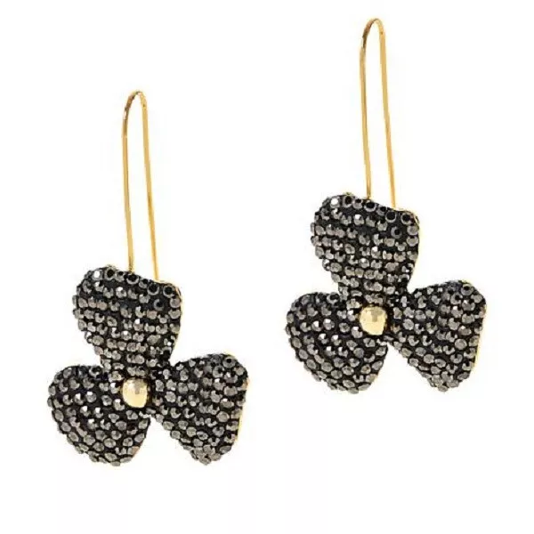 HSN JK NY Crystal Pave Stone Handcrafted Flower Drop Earrings