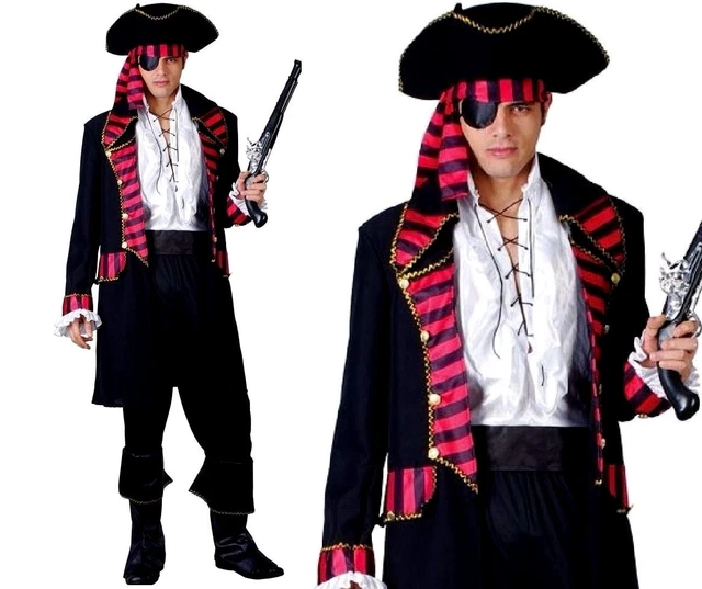 Adult DELUXE PIRATE CAPTAIN Buccaneer High Seas Male Mens Fancy Dress Costume