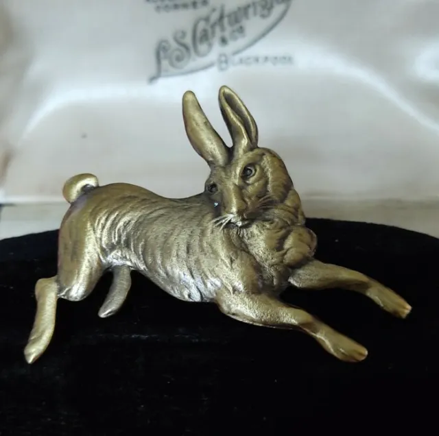 Vintage Stil Laufen Kaninchen Hase Brosche Anhänger Schal Pin goldfarben Schmuck