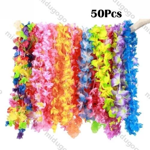 Pack of 36/50 Hawaiian Tropical Beach Party Lei Flower Garlands Necklace New 3