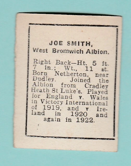 West Bromwich  F.c.  -  Footballer -  Joe  Smith -  D. C. Thomson  -  C 1930 2
