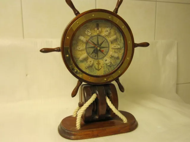 Nautisch Maritim Messing Schreibtisch Uhr Holz 28 cm Antik-Look