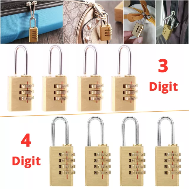 4Pcs Brass Lock 3/4 Combination Suitcase Luggage Code Lock Security Pad Locks