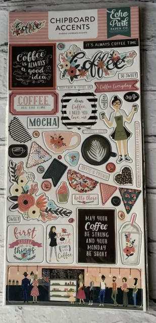 Echo Park Chipboard Adhesive Accents - Coffee