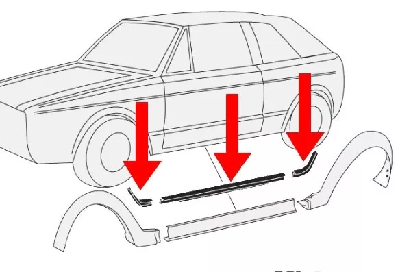 VW Golf 1 Cabrio Schwellerdichtung Dichtung Schweller Radlauf Dichtungen 6 Set