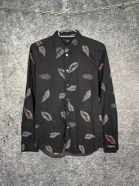 Mens Paul Smith Long Sleeve Shirt Button Up Leaf Print Size S Small