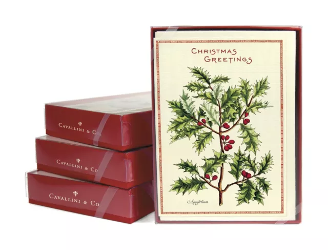 Cavallini - 10 x Christmas Greetings Cards/Notes - Christmas Holly