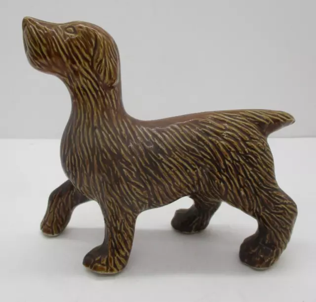Vintage Brown Ceramic Dog Figurine Sculpture