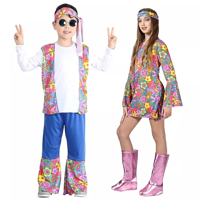 Costumi Hippie Bambino/A Vestiti Carnevale Con Fiori Pegasus