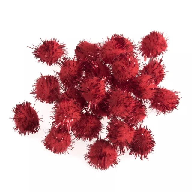 Trimits Pom Poms 1.3cm Metallic Red - Pack of 100