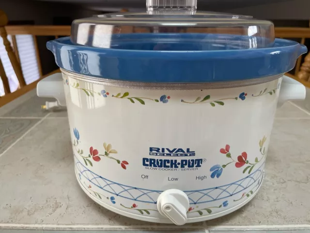 Vintage Rival Select Crock Pot Slow Cooker White With Lid #3154/3 4 QT  Flowers