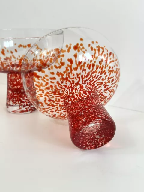 Set of 2 - Fused Red Splash Art Glass Accent Margarita Glasses by Pier 1